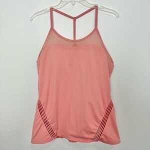 Fabletics Peach Pink Racerback Tank Top Mesh Fitted Pilates Yoga Workout